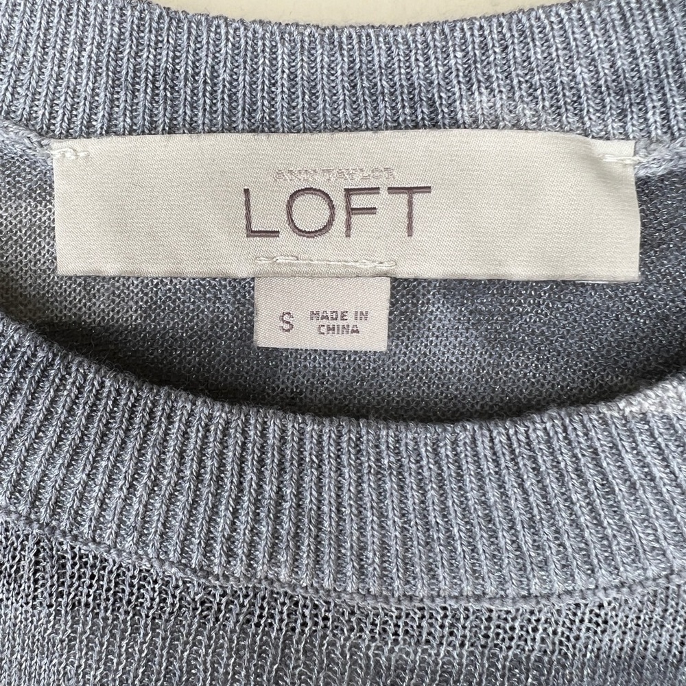 LOFT Shimmer Gray Camo Lightweight Sheer Sweater - Sz S - Picture 4 of 8